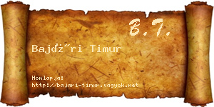 Bajári Timur névjegykártya